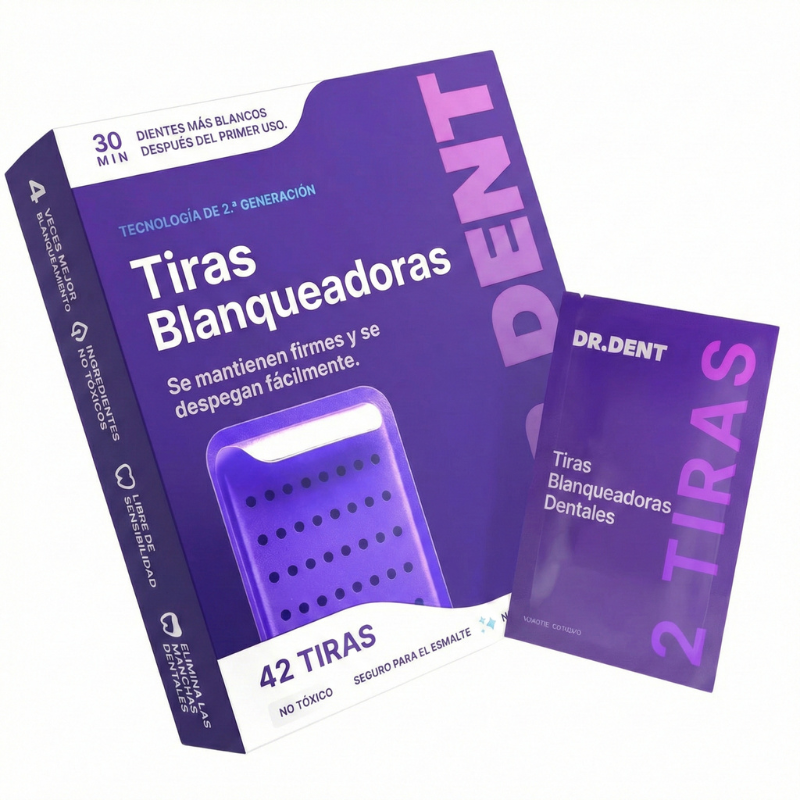 Tiras blanqueadoras de dientes DRDENT - Sesiones de blanqueamiento - Seguras para el esmalte