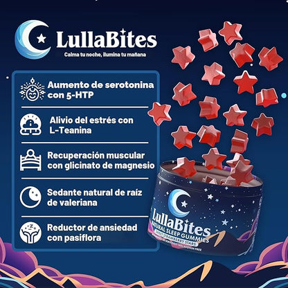 LullaBites - Gomitas Naturales para Dormir Mejor y Relajarte (Sin Melatonina)