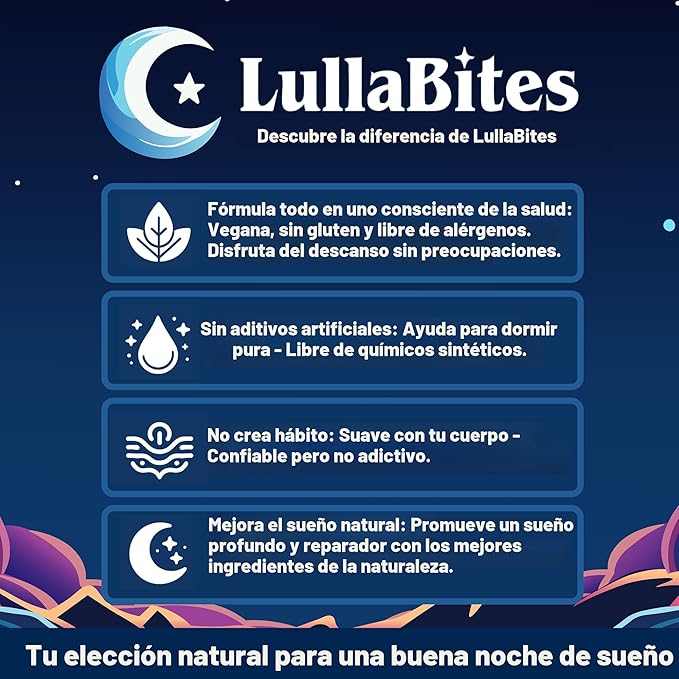 LullaBites - Gomitas Naturales para Dormir Mejor y Relajarte (Sin Melatonina)