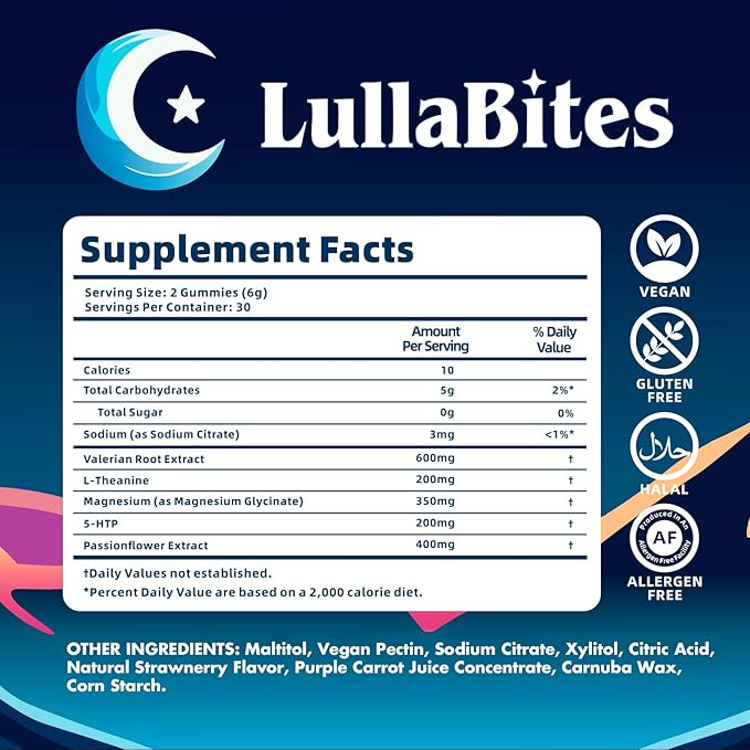 LullaBites - Gomitas Naturales para Dormir Mejor y Relajarte (Sin Melatonina)