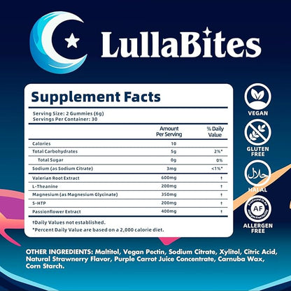 LullaBites - Gomitas Naturales para Dormir Mejor y Relajarte (Sin Melatonina)