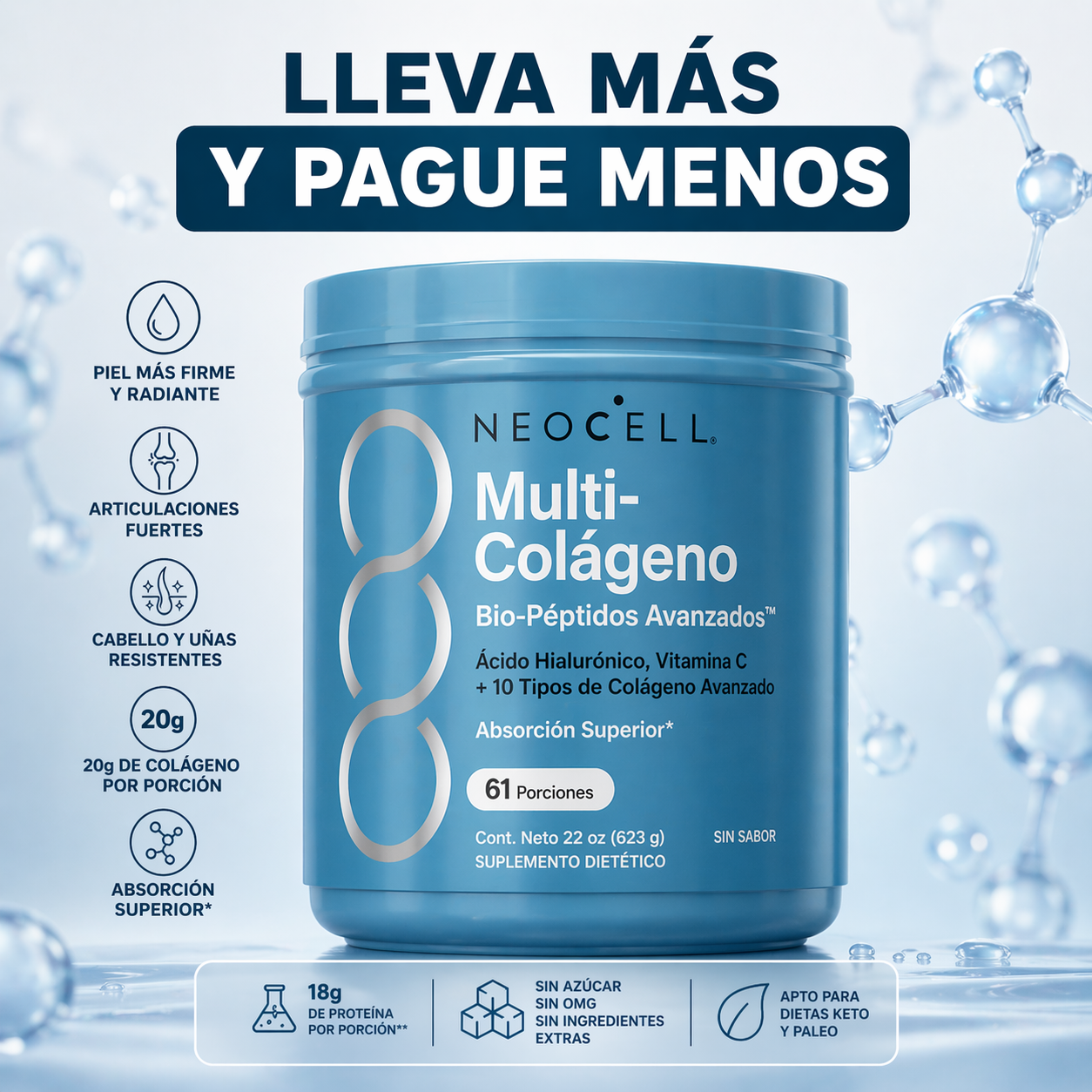 NeoCell Multi-Colageno Peptides | Piel Firme, Cabello Fuerte y Articulaciones
