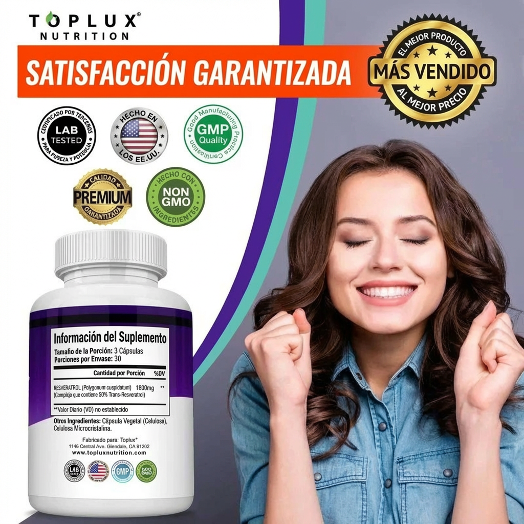 Suplemento de Resveratrol 1800mg Antioxidante Natural